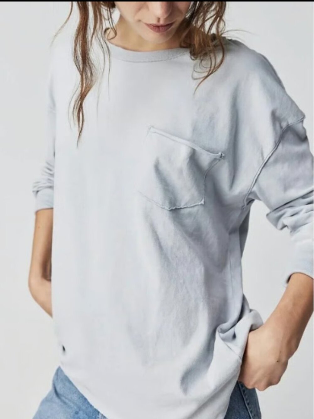 WE THE FREE PEOPLE FADE INTO YOU SLOUCHY OVERSIZED POCKET TEE TWINKLING PERRY